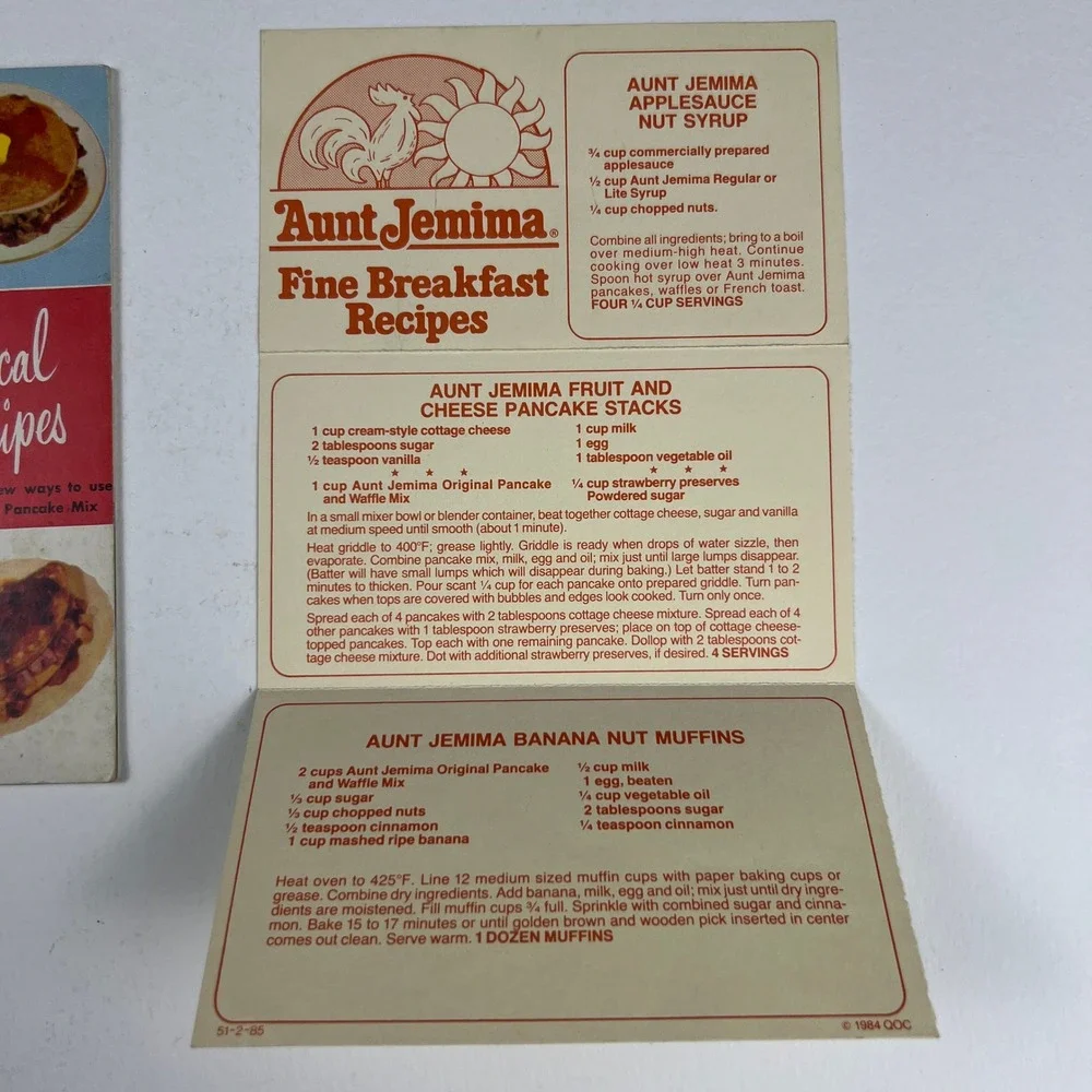 VTG Aunt Jemima Pancake Recipes Cookbook 1952 + Vintage Advertising 1984 Insert